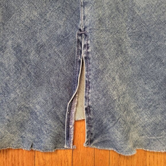 Wash Lab Blue Jean Denim Skirt 32 Flared A Line Back Slit Yellowstone SALLY - Picture 7 of 8